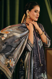 Digital Print Casual Dress In Navy Blue Color